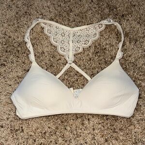 Aerie Cream Lace Racerback Bra